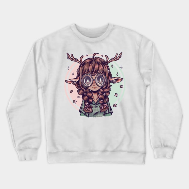 deer girl Crewneck Sweatshirt by Angi.Laguado